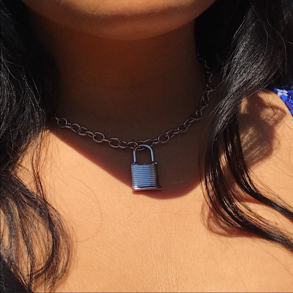 Silver Chain Necklace with Lock